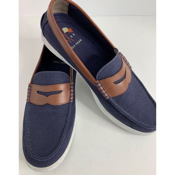 Cole Haan Mens Penny Loafer Sneaker Shoes Size 10.5M Canvas Navy 6361 - Picture 1 of 9